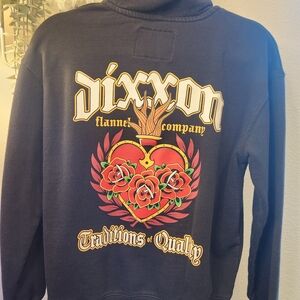 DIXXON Black Hoodie with Red and Gold Heart Design